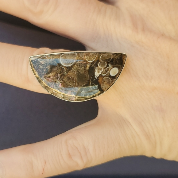 New Turritella Agate Fossil 925 Silver Ring. - Picture 8 of 12